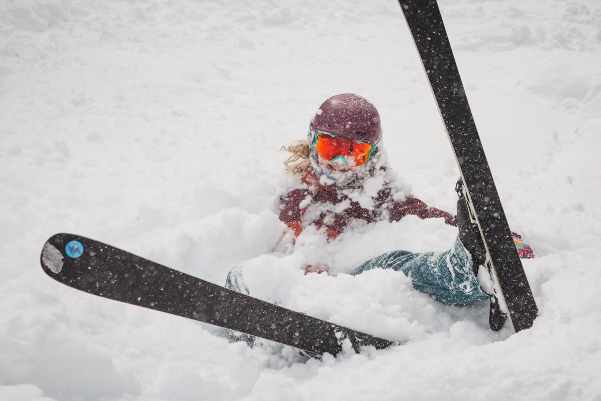 Skier fallen in deep powder snow at Banff, Alberta