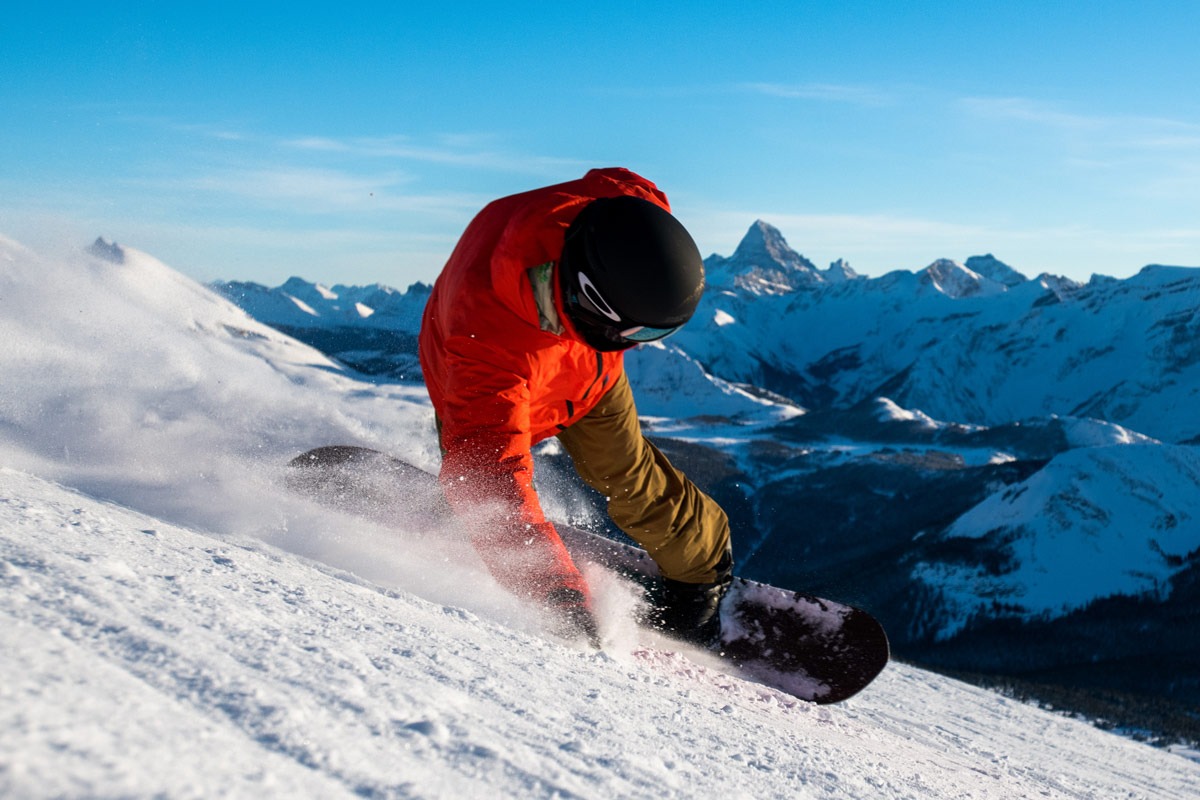 Skiing in Banff on a sunny day