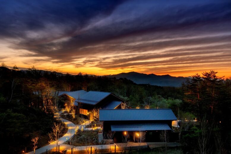 Sun Setting Over Kai Kusatsu Onsen Town