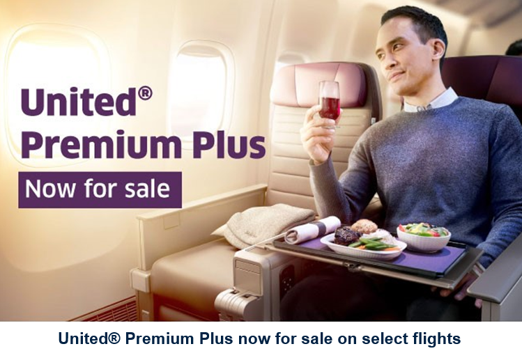 Upgrade your seats with United® Premium Plus, now for sale on select international flights taking off after March 30, 2019.